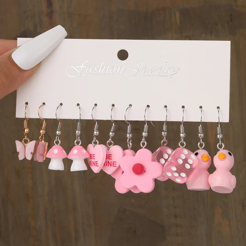 Cute cartoon duck dangle earrings set for girls by HSF Marketplace