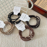 5Pcs Basic Rubber Band Ponytail Small Gold Ball Hair Band Headrope Simple Hair Rope Texture Headgear Hair Accessories