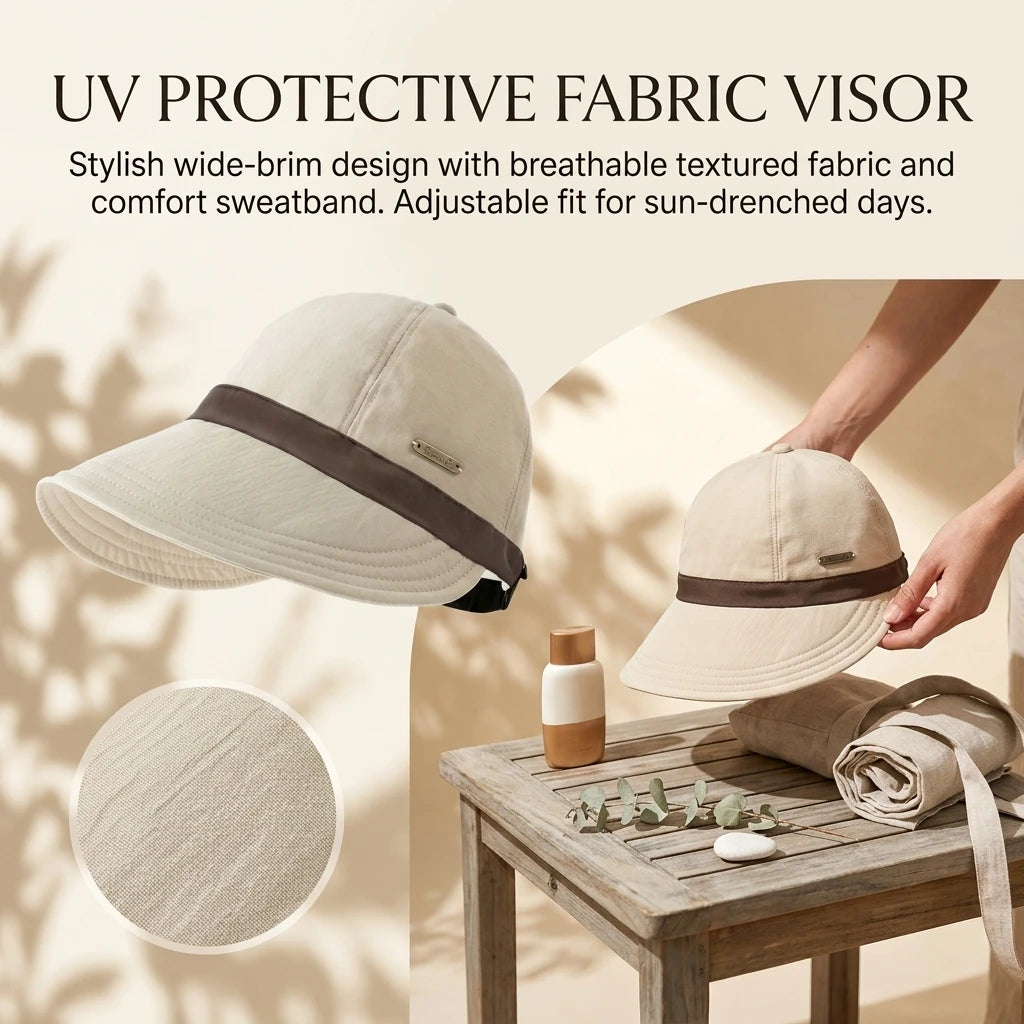 Women's large-brim summer sunhat by HSF Marketplace with adjustable visor for beach travel and UV protection