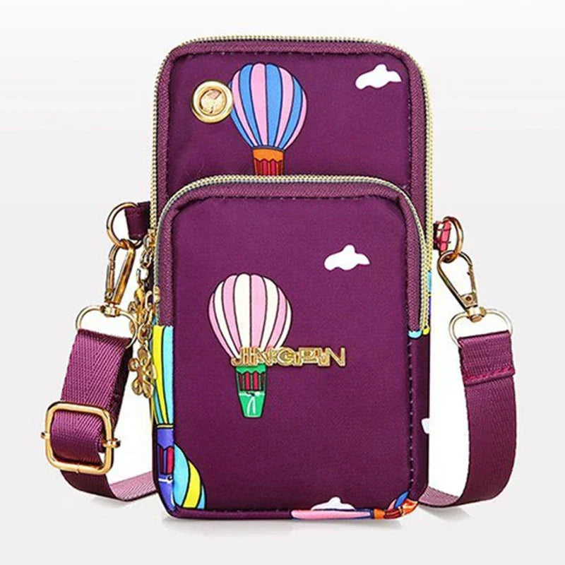 HSF Marketplace women's crossbody mobile phone bag with three layers, mini purse, coin pocket, and shoulder strap for everyday use