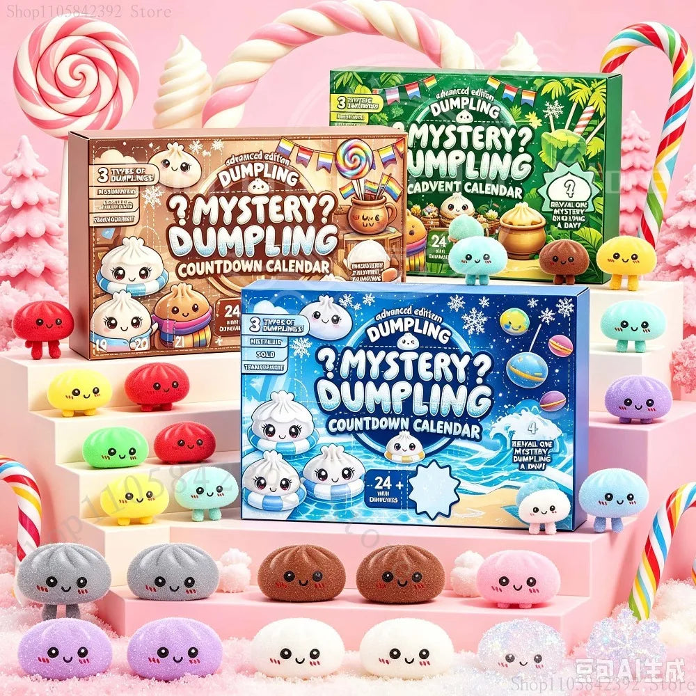 2026 Christmas Advent Calendar mysterious dumplings sensory toy with 24 countdown grids, soft stress-relieving design