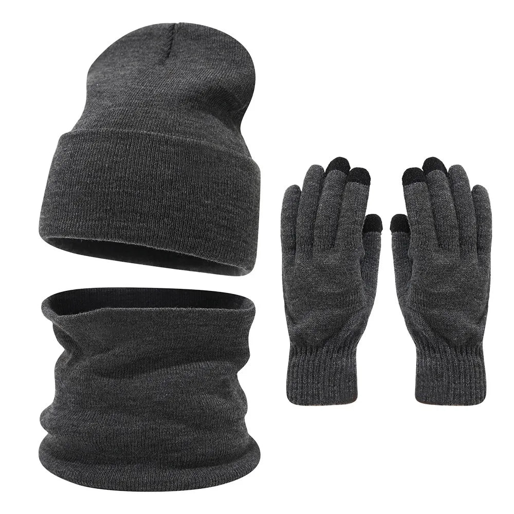Warm knit beanie, scarf and gloves set for men and women by HSF Marketplace