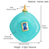Jewelry pendant with jade agate, amethyst, amazonite, lapis lazuli, and water grass charms on 18K gold plated necklace for craft making