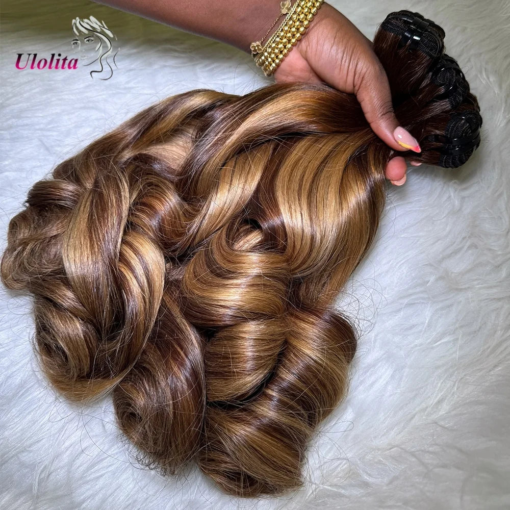 Loose Deep Wave Human Hair Bundles With 5x5 Closure And 3 Bundles Human Hair Extensions For Women Ombre Brown 13x6 Lace Frontal