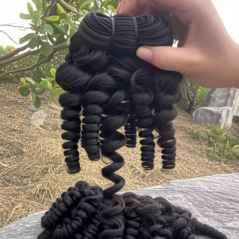 Funmi Loose Human Hair Bundles With Closure Brazilian Virgin Human Hair Weave 4x4 HD Lace Human Hair Wavy And Wet Extensions