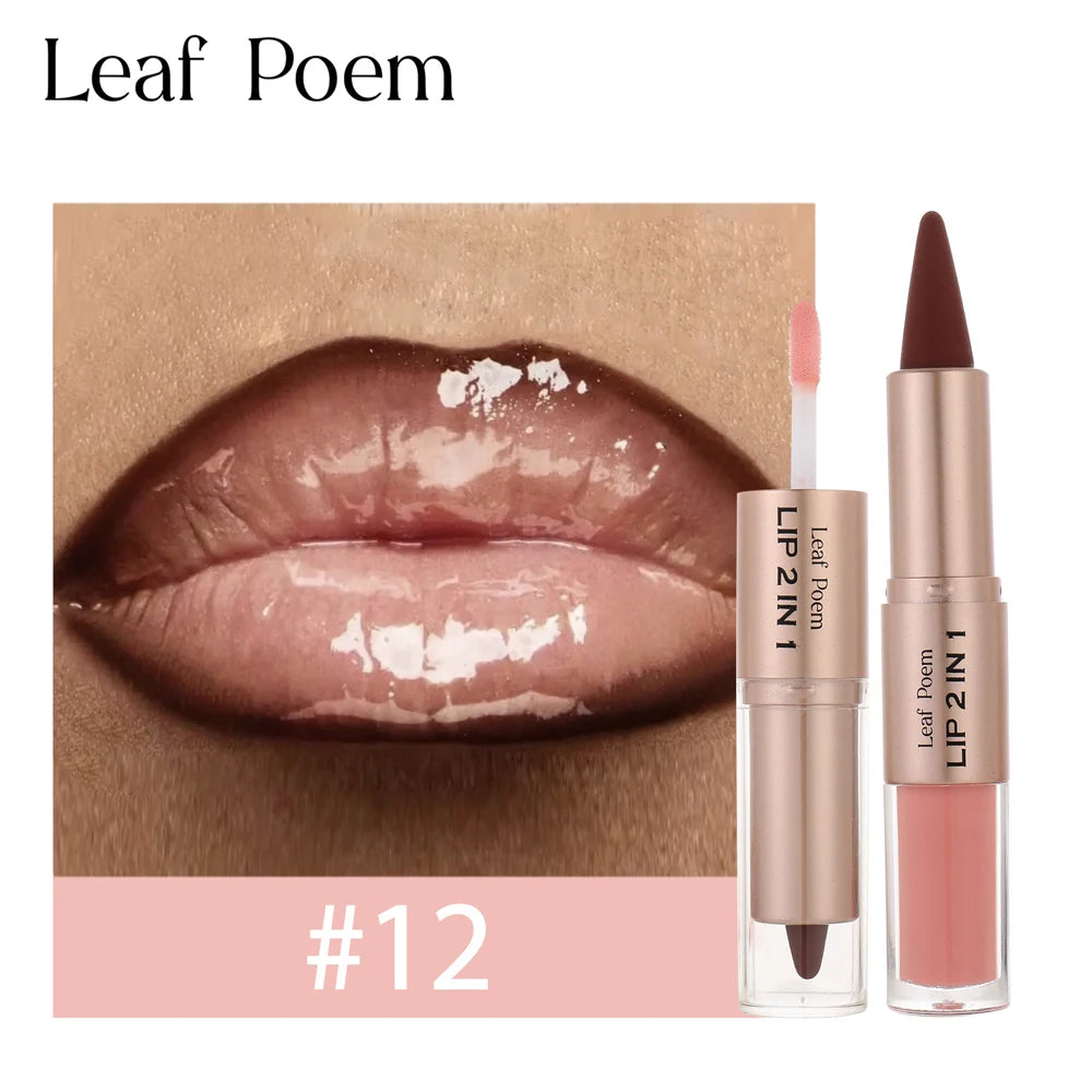 Dark plum pink lip makeup set with matte lip liner, plumping gloss, mirror, waterproof lip contour, non-stick formula, HSF Marketplace