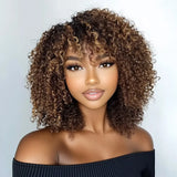 Curly bob human hair wig with natural-looking curls and layered style by HSF Marketplace