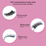 Self-adhesive pre-glued half lashes with soft clear band, reusable cat eye false eyelashes