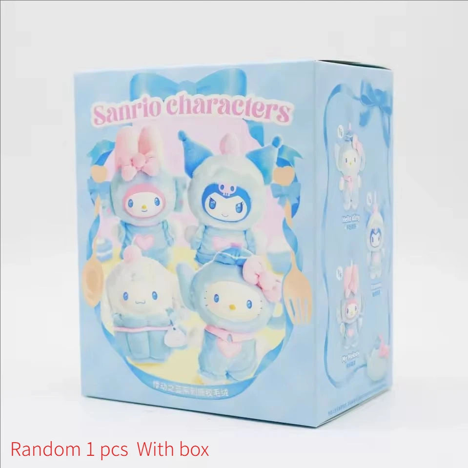 Sanrio Family Fox Island blue flutter vinyl plush blind box featuring Hello Kitty and Kuromi pendants