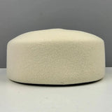Women’s vintage wool felt beret hat with hard concave top, pillbox fascinator style for weddings and parties