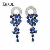 Elegant blue cubic zirconia drop earrings for women by HSF Marketplace