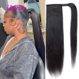 Straight Remy human hair ponytail extension, wrap-around style, 10–32 inch, HSF Marketplace