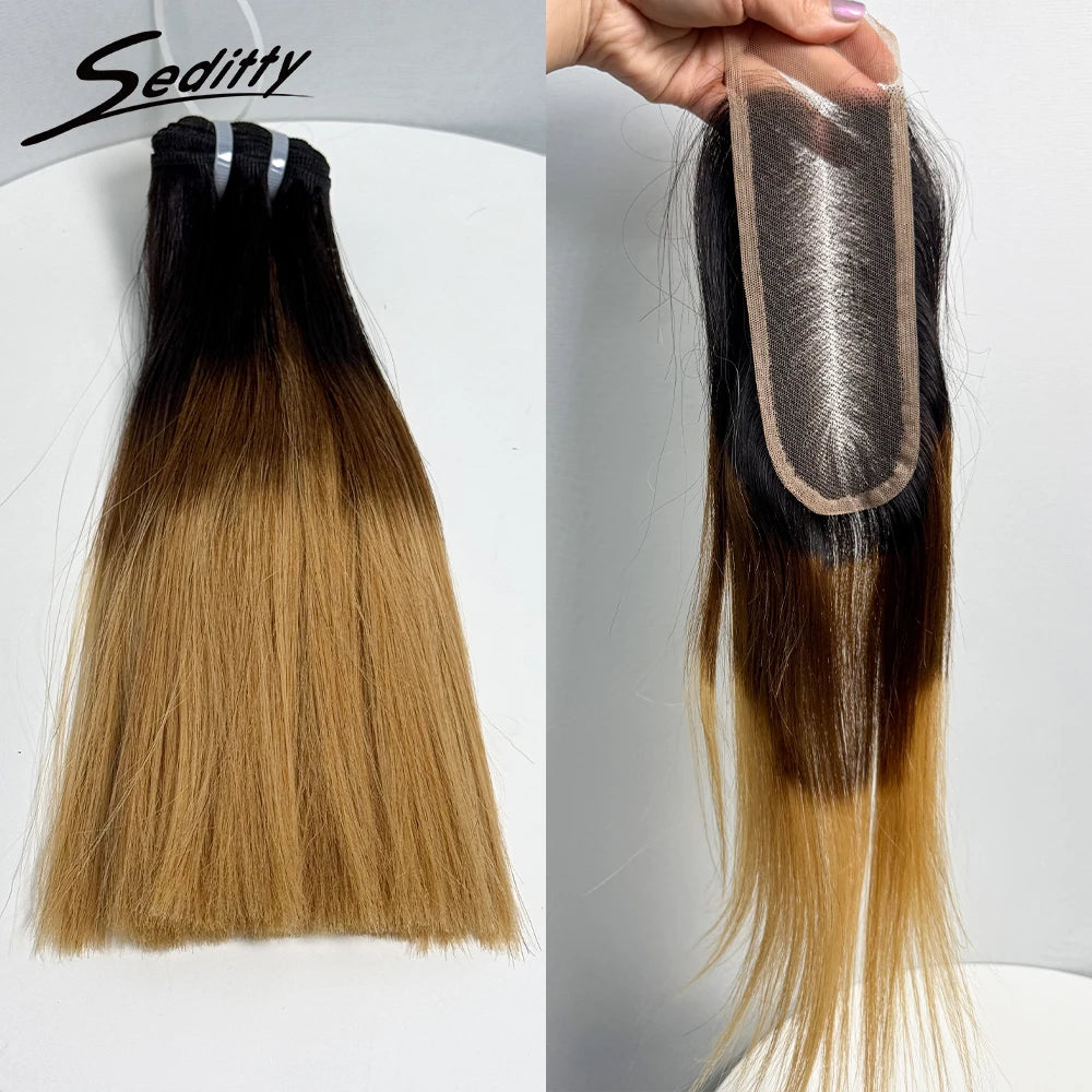 6-10 inches Hair Double Drawn Straight Hair Bundles Hair Extensions with 2X6 transparent Lace Closure 100% Human Hair Bundles