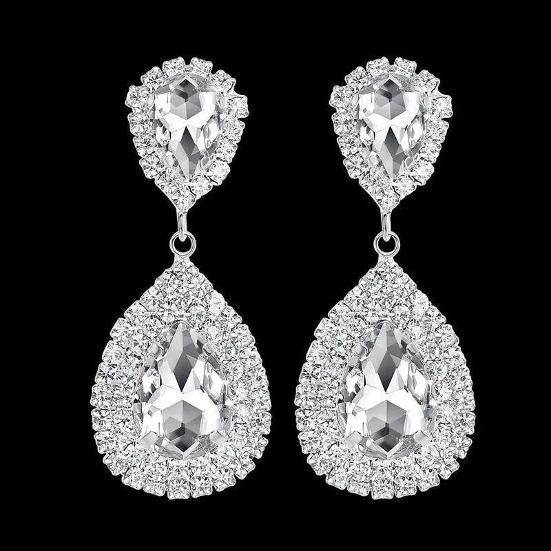 Multicolor crystal drop earrings for women by HSF Marketplace, featuring elegant dangling jewelry design