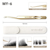 MYEVER Anti-Slip Eyelash Extension Steel Tweezers High-Density Fiber Tip Eyelash & Eyebrow Professional Precision Makeup Tools