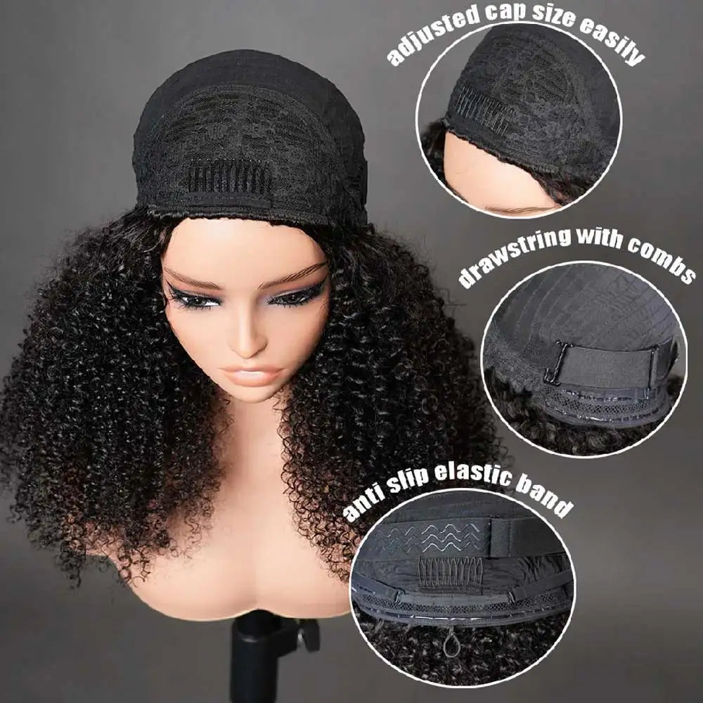 Kinky Curly 32-inch Remy human hair half wig with headband by HSF Marketplace