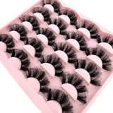10 pairs of HSF Marketplace 3D faux mink wispy, fluffy 25mm dramatic false eyelashes with thick volume and long cat eye style.