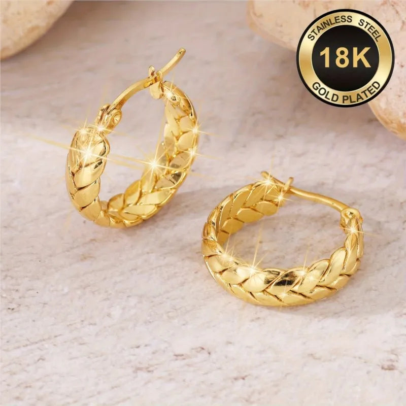 Elegant 18K gold plated stainless steel hoop earrings for women by HSF Marketplace