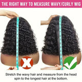 13x4 HD lace front bob human hair wig with water wave Brazilian curls and glueless closure