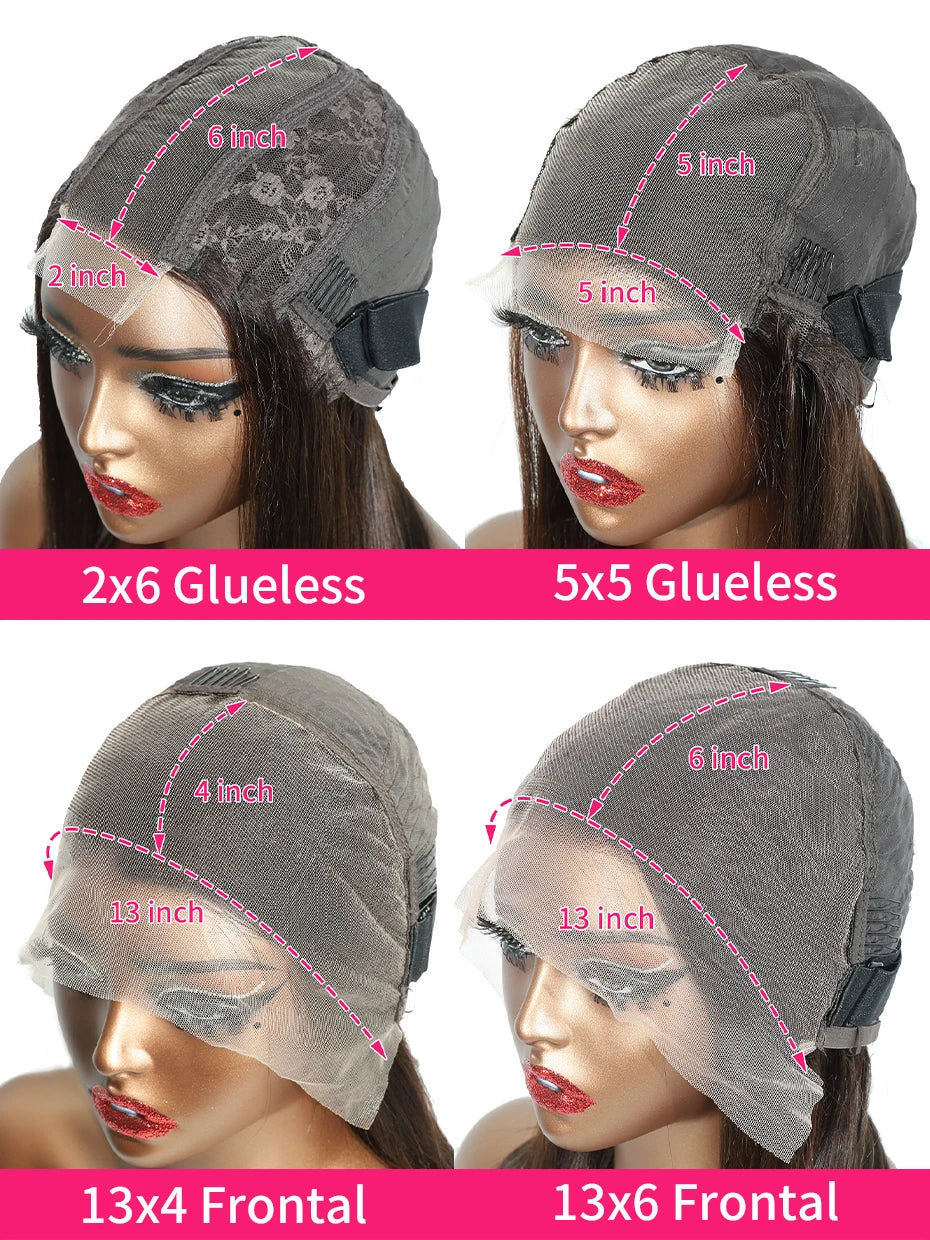 #2 brown 250 density raw Vietnamese human hair bob lace frontal wig with 13x4 lace and double-drawn hair