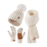 Women's warm winter touchscreen gloves, knit hat and scarf set by HSF Marketplace