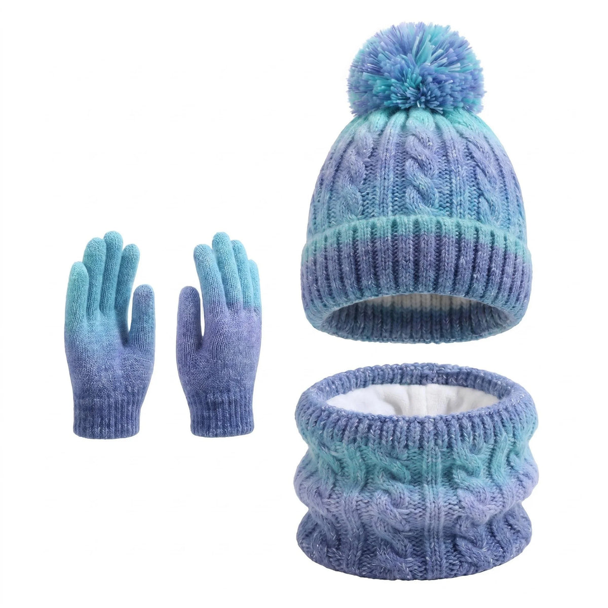 HSF Marketplace solid color fleece children's hat, scarf and gloves winter set in soft, cozy fabric
