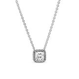 Silver heart pendant necklace with zircon accents, perfect for women's jewelry, featuring a circle design and charm beads.