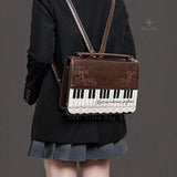 Vintage piano shoulder bag for women, stylish crossbody ita bag with piano-inspired design