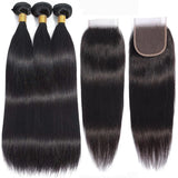 Human Hair Bundles with Closure 12A Straight Bundles Human Hair With Closure 100% Unprocessed Burmese Virgin Raw Hair Bundles