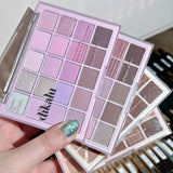 20-color low-saturation Korean eyeshadow palette with purple matte, pearlescent, glitter, waterproof shades