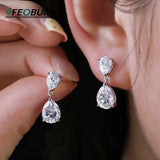 Moissanite waterdrop drop earrings in 925 sterling silver, elegant teardrop jewelry design