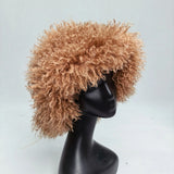 Women's trendy faux wool curly fur bucket hat by HSF Marketplace in a soft, textured design