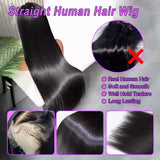 250 density 30-inch straight Brazilian human hair lace front wig with 13x4 HD lace and black finish