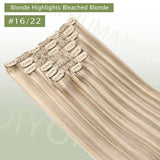 Natural black straight human hair clip-in extensions set of 7 PU invisible wefts, 116g lightweight HSF Marketplace
