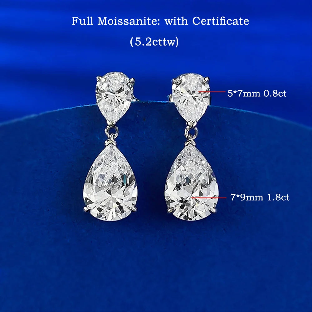 Moissanite waterdrop drop earrings in 925 sterling silver, HSF Marketplace jewelry