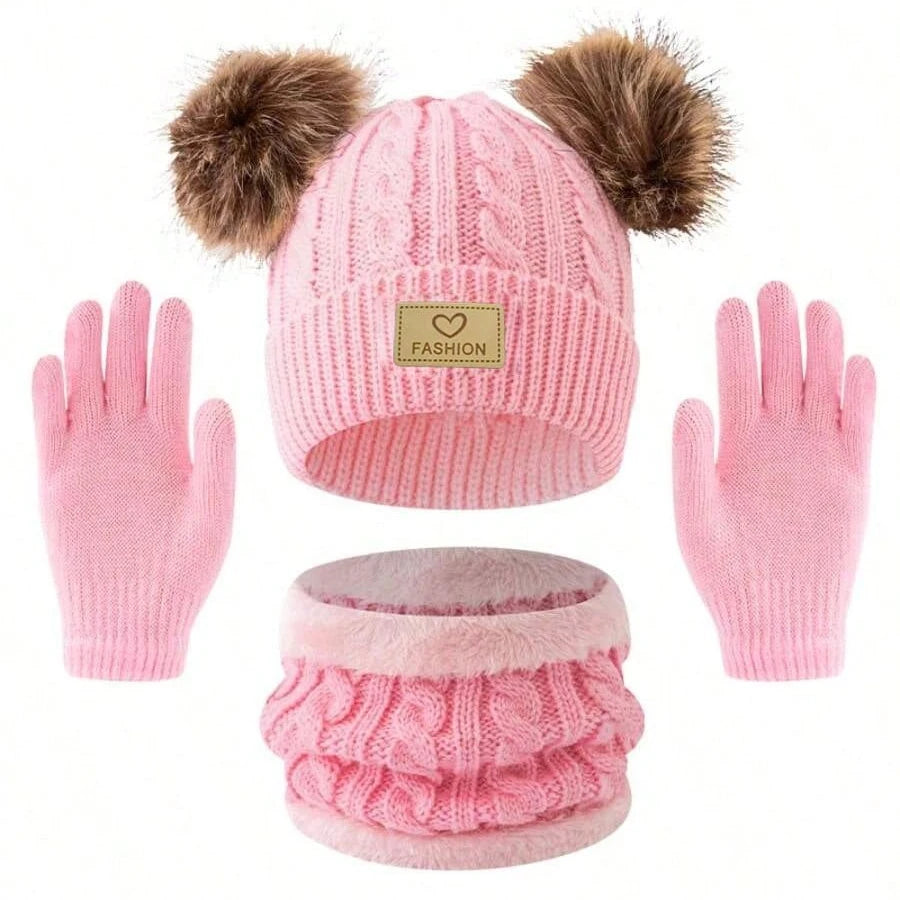 HSF Marketplace children's warm hat and neck gloves set for autumn and winter, winter hats and scarf set