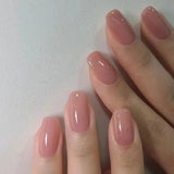 24-piece oval short pink ombre press-on false nails for women and girls, removable wearable nail art