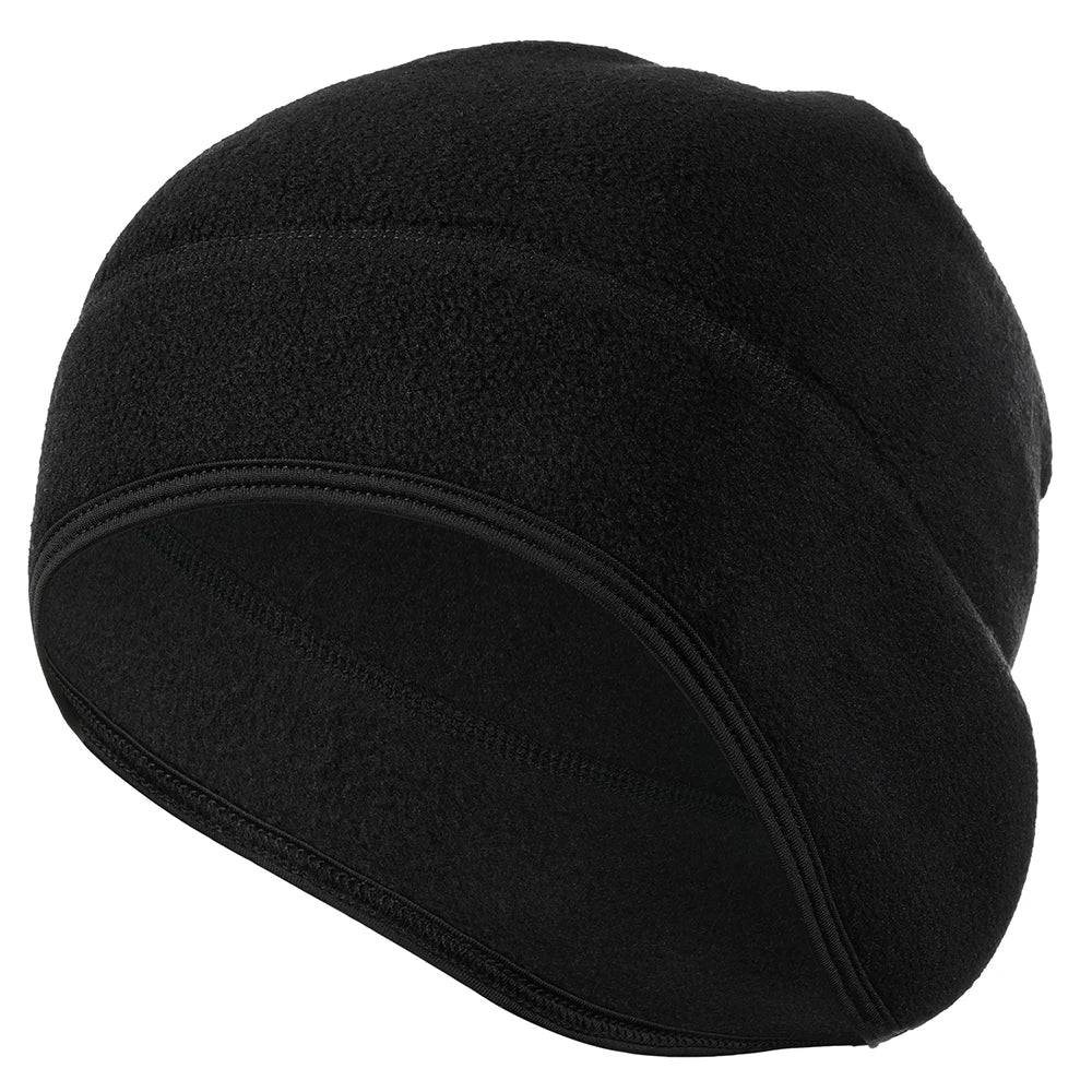 Women's winter fleece beanie hat with ear covering, windproof thermal cap for skiing and snowboarding