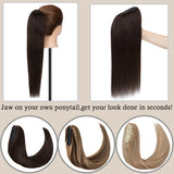 SEGO human hair straight ponytail extension claw clip in blonde brown, 105g-120g