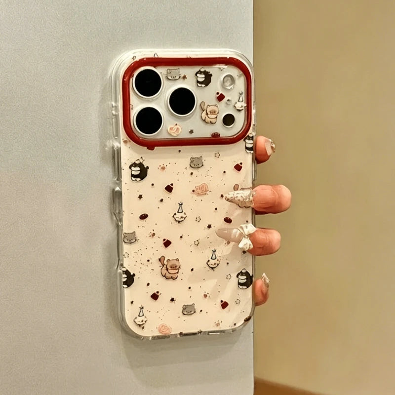 Korean cat pattern phone case for iPhone 11 to 18 Pro Max by HSF Marketplace