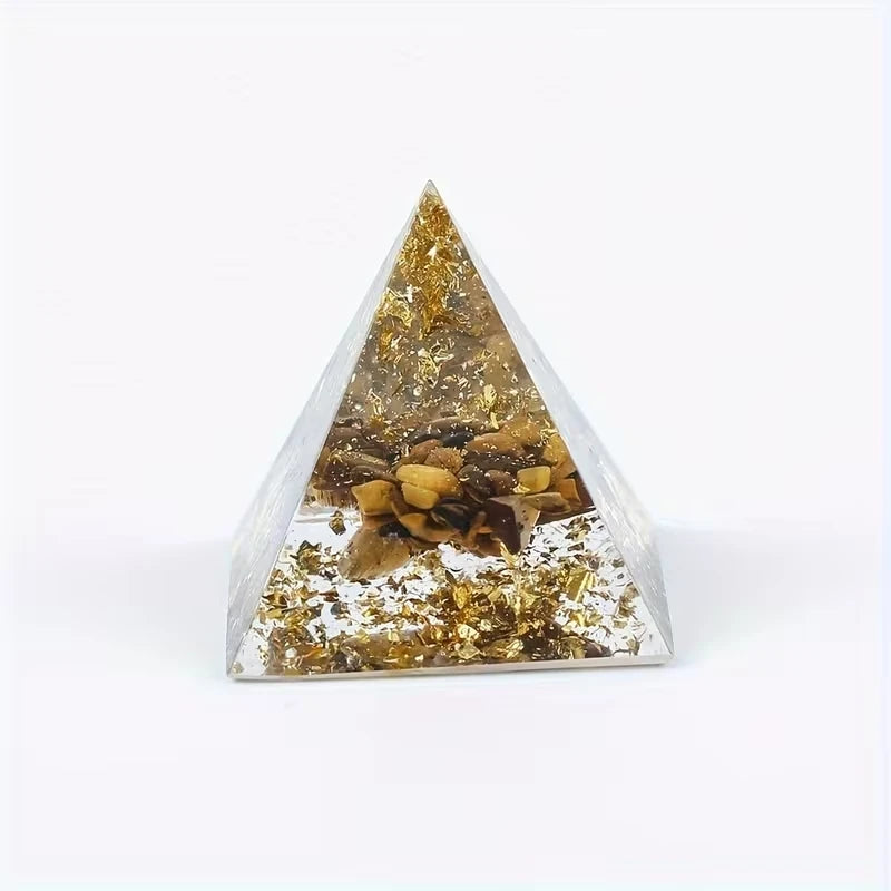 1set(7pcs) Orgonite Pyramid Natural Mixed Crystal Chips Chakra Healing Stone Desk Decor Meditation Ornament Home Decoration