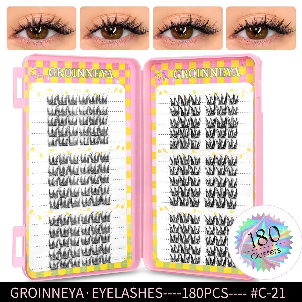 Natural eyelash clusters, 320-piece volume mixed tray of false lashes by HSF Marketplace
