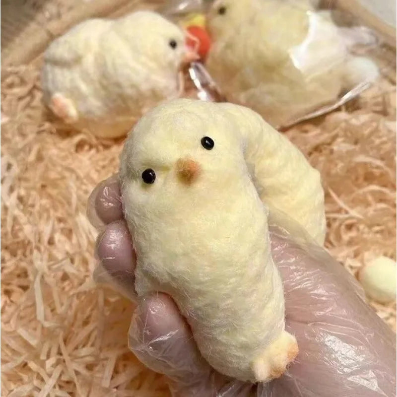 Super Soft Fuzzy Plush Chicken Squeeze Toy Slow Rebound Sticky Hamster Figurine Anti-Anxiety Sensory Fidget Decompression Gift for Teen Girl Boy Office