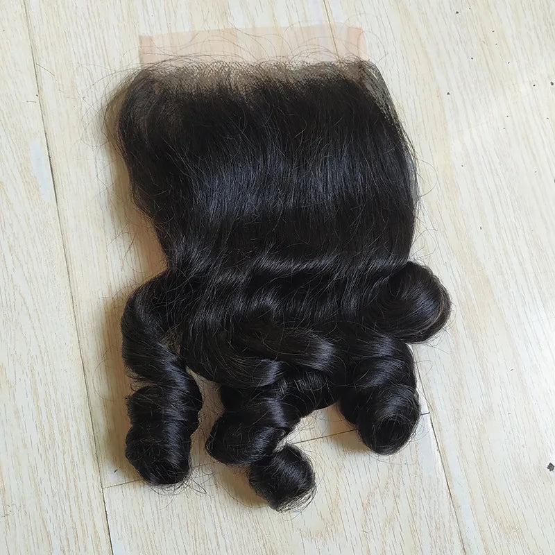 Premium 12A 8-24 Inch Vietnamese Hair Double Drawn Funmi Wave Human Hair Weaving with 3Bundles 4x4 Lace Closure 100% Unprocessed