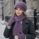 Women's 3-piece winter hat, scarf and gloves set in warm cold-weather design by HSF Marketplace