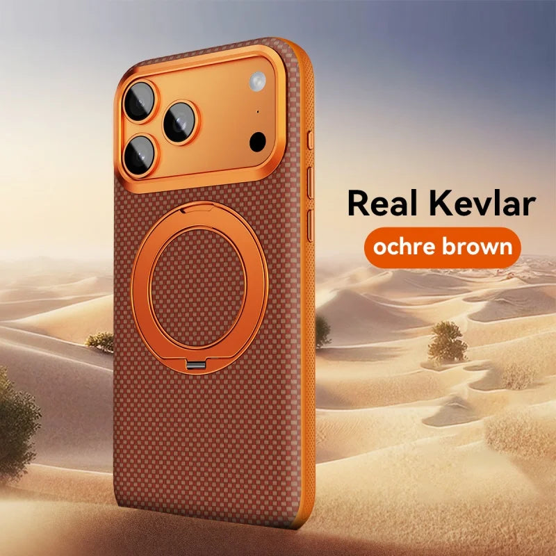 Kevlar iPhone 18 Pro Max case with magnetic stand and protective cover by HSF Marketplace