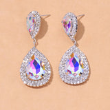 HSF Marketplace multicolor crystal drop earrings for women, elegant dangling jewelry with sparkling stones