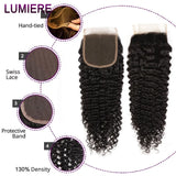 Afro Deep Kinky Curly Human Hair 3/4 Bundle with HD Transparent Lace Frontal Closure And Bundle Virgin Hair Weave Extension