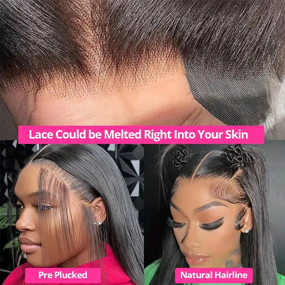 250 density Brazilian human hair lace frontal wig, 13x4 13x6 HD transparent lace, 5x5 glueless bone straight style