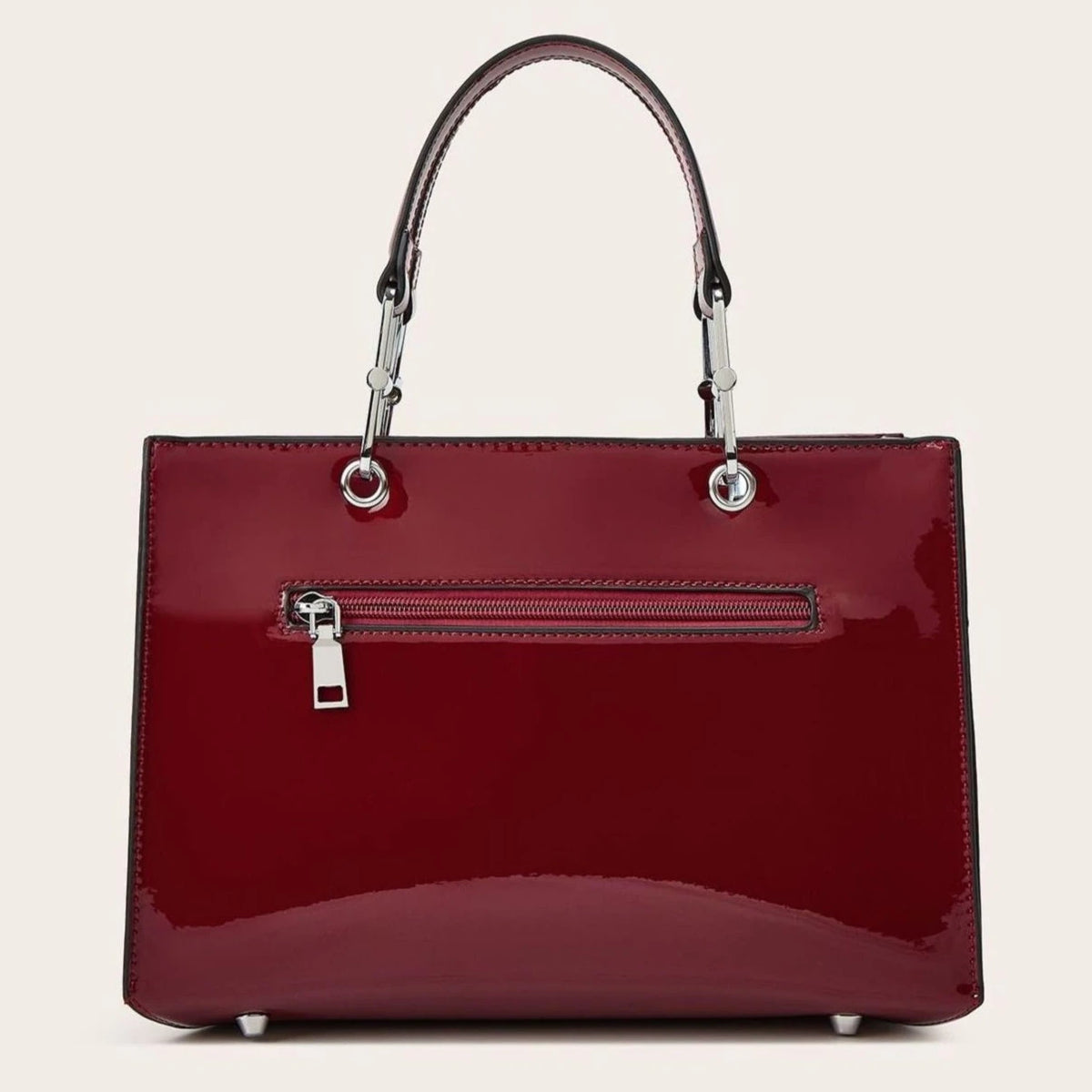 Luxury women's faux leather handbag from HSF Marketplace, black wine red champagne green colors, stylish business office purse.